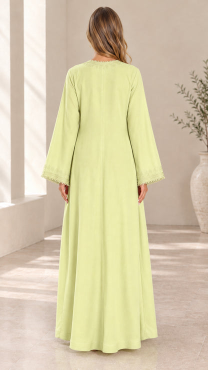 Light green long sleeve maxi dress back view